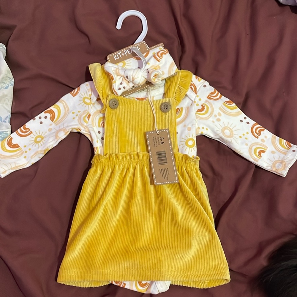 Pearl Yellow and White Matching Set with Smocked Waistline